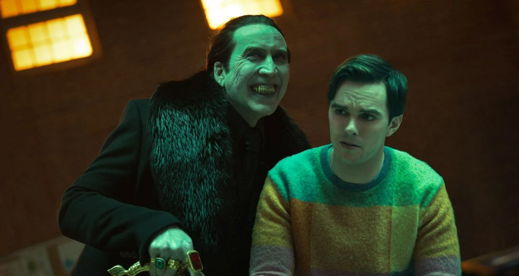 Dracula creepily gets into Renfield's personal space